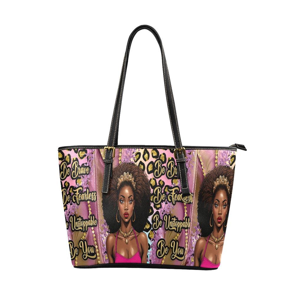 Be You Fearless Tote Leather Tote Bag/Large - iCandi Designz